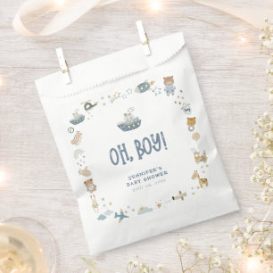 Whimsical Oh Boy Watercolor Doodle Baby Shower Fav Favour Bags
