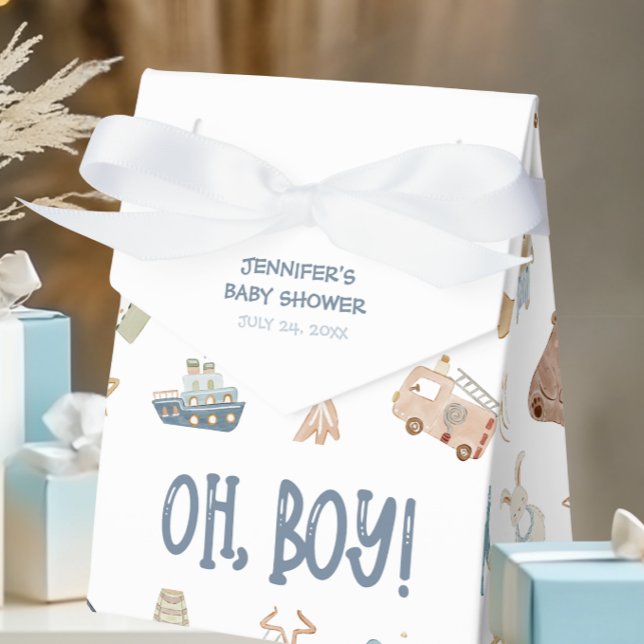 Whimsical Oh Boy Watercolor Doodle Baby Shower Favour Box (Creator Uploaded)