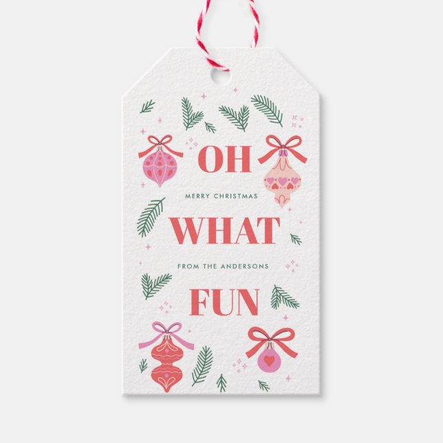Whimsical Oh What Fun Christmas Gift Tag (Front)