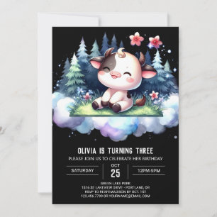 Whimsical Online Cow Birthday Invitation