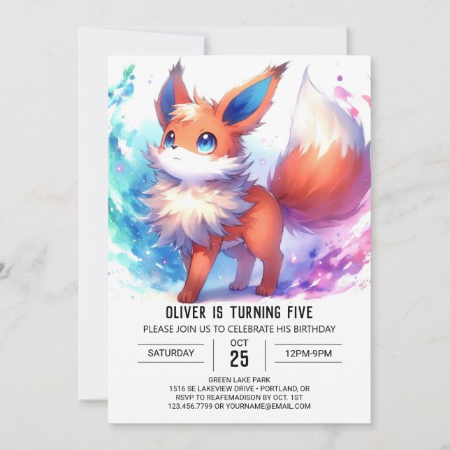 Whimsical Online Fox Birthday  Invitation (Front)