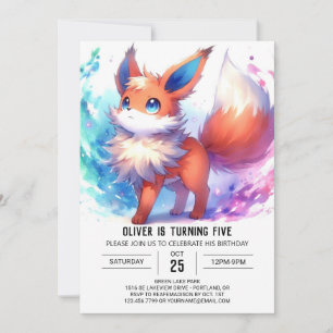 Whimsical Online Fox Birthday  Invitation