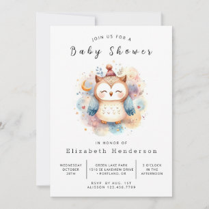 Whimsical Online Owl Baby Shower Invitation
