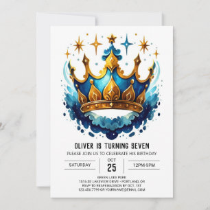Whimsical Online Prince Crown Birthday Invitation