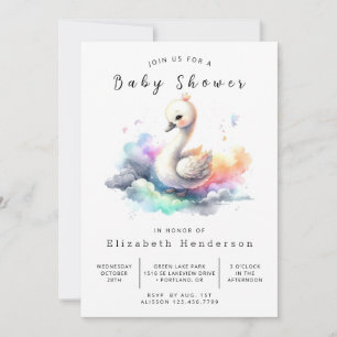 Whimsical Online Swan Baby Shower Invitation