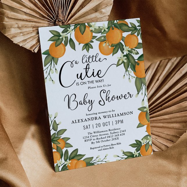 Whimsical Orange Citrus Greenery Baby Shower Invitation (Creator Uploaded)
