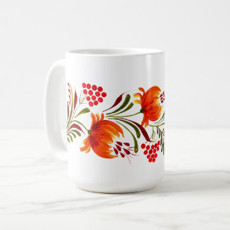 Whimsical orange flowers mug