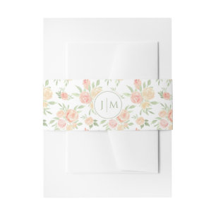 Whimsical Orange Green Floral Wedding Belly Band Invitation Belly Band