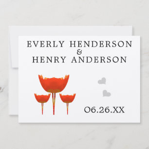 Whimsical Orange Poppy Wedding Save the Date Invitation