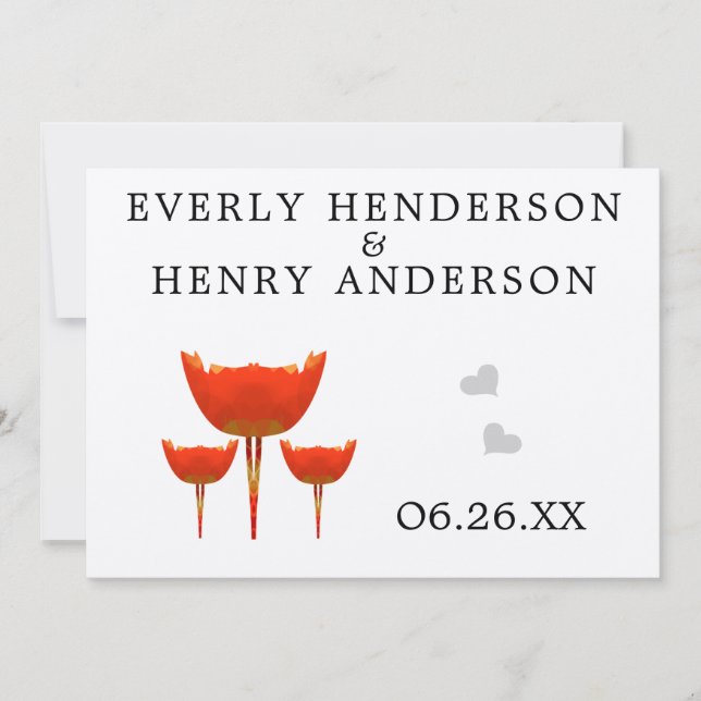 Whimsical Orange Poppy Wedding Save the Date Invitation (Front)
