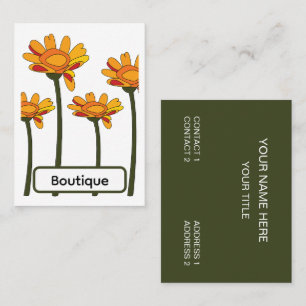 Whimsical Orange Red Flower Floral Boutique Business Card