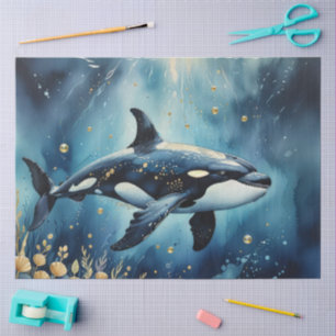 Whimsical Orca in the ocean Tissue Paper
