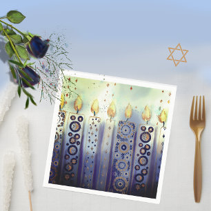 Whimsical Ornamental Candles Hanukkah  Napkin