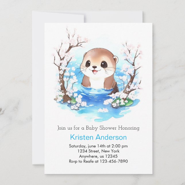 Whimsical Otter Paradise Boy Baby Shower Invitation (Front)