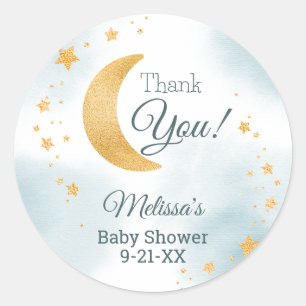 Whimsical Over the Moon Thank You Baby Shower Classic Round Sticker