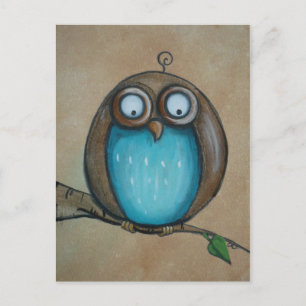 Whimsical Owl Art Postcard