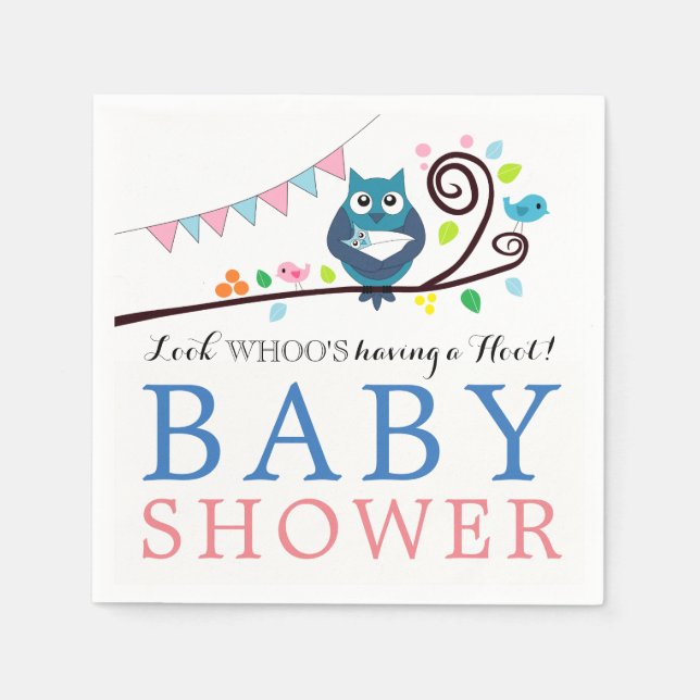 Whimsical Owl Baby Shower Napkin (Front)