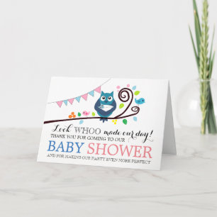 Whimsical Owl Baby Shower Thank You Card