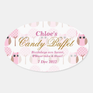 Whimsical Owl Birthday Candy Buffet Sticker