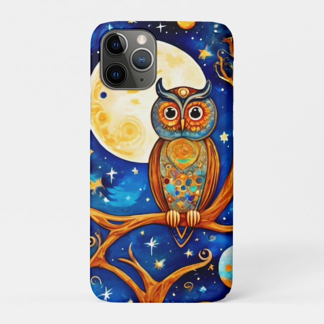 Whimsical Owl Celestials: Stars, Moon, Planets Case-Mate iPhone Case (Back)