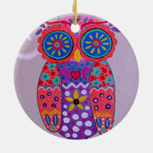 whimsical owl ceramic tree decoration