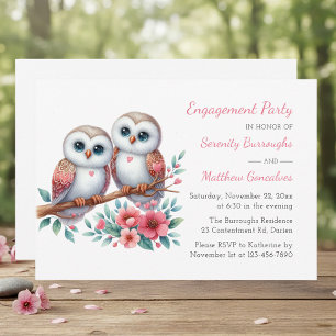 Whimsical Owl Couple Woodland Engagement Party Invitation
