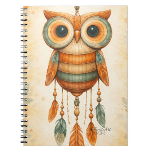 Whimsical Owl Dreamcatcher Boho Notebook
