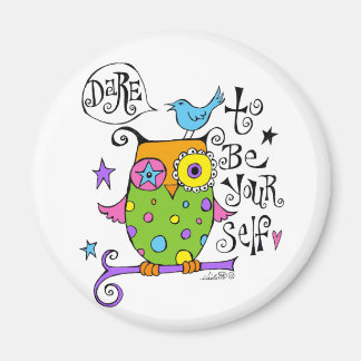 Whimsical Owl Illustration Magnet