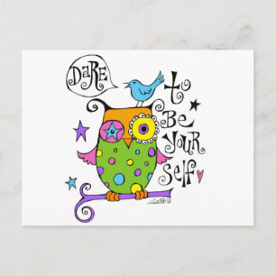 Whimsical Owl Illustration Postcard