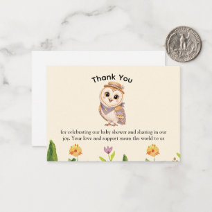 Whimsical Owl in a Straw Hat Thank You Card