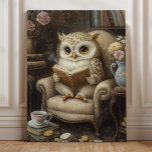 Whimsical Owl Reading Book Lover Art Canvas Print<br><div class="desc">Step into a storybook scene with this charming owl art print featuring a wide-eyed owl cosied up in a vintage armchair with a classic book in hand. Surrounded by floral teacups, buttery cookies, antique books, and soft Victorian details, this whimsical artwork is perfect for book lovers, cottagecore fans, and woodland...</div>