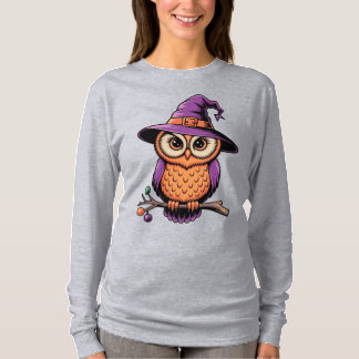Whimsical Owl Witch T-Shirt