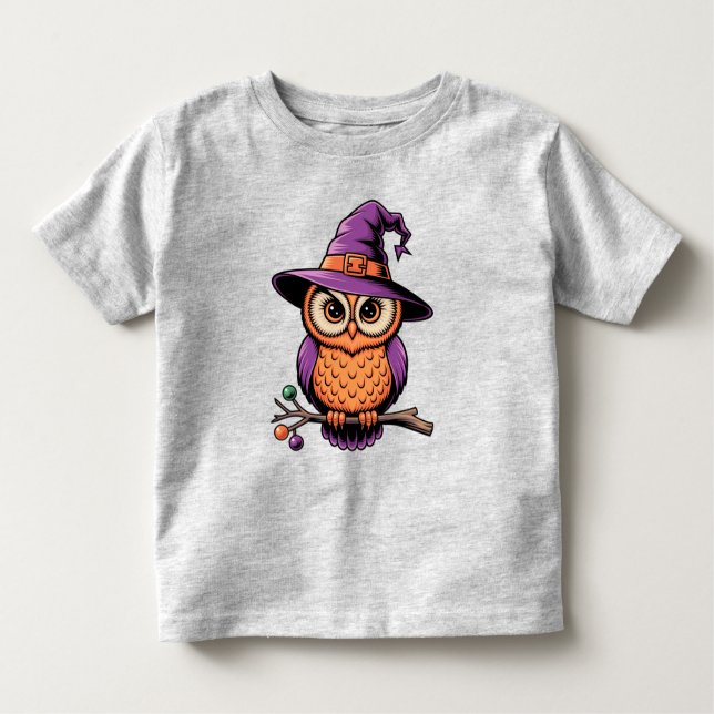 Whimsical Owl Witch Toddler T-Shirt (Front)
