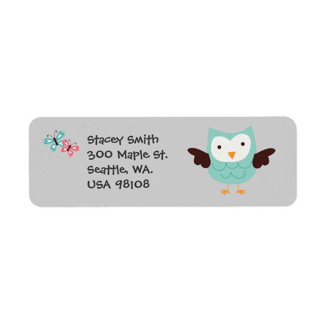 Whimsical Owls Customisable Return Address Label (Front)