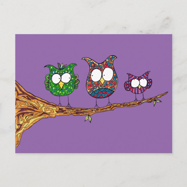 Whimsical Owls Postcard (Front)