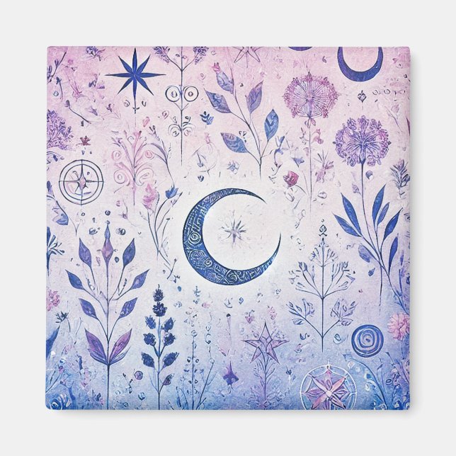 Whimsical Pagan Magnet - Celestial Pastel Design (Front)