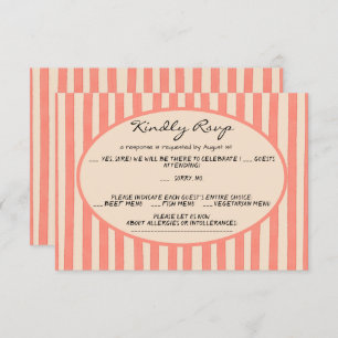 Whimsical Painted Pinstripes Wedding RSVP Card