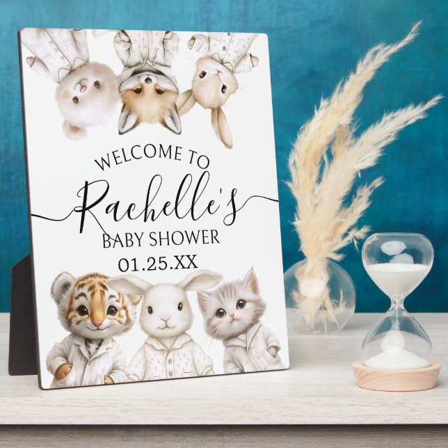 Whimsical Pajama Animals: Soft Pastel Party Accent Plaque (Side)