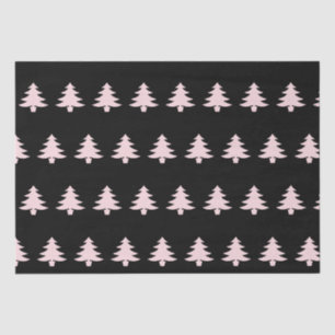 Whimsical Pale Pink Christmas Trees on Black Tissue Paper