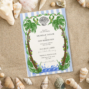 Whimsical Palm Trees Beach Ocean Invitation
