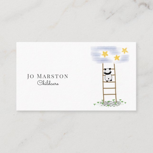 Whimsical Panda Bear Childcare Business Card (Front)