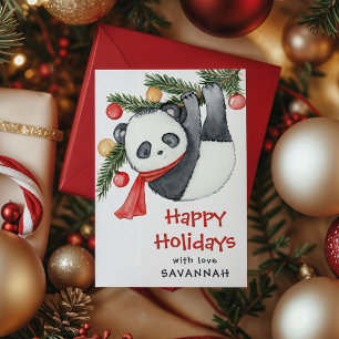 Whimsical Panda Classroom Christmas Holiday Card