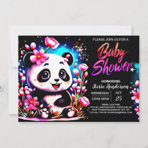 Whimsical Panda Enchantment Girl Baby Shower Invitation