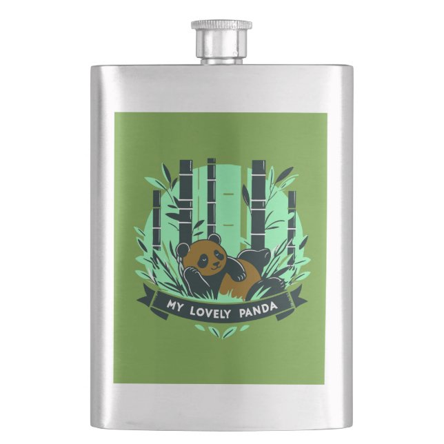 Whimsical Panda Gifts: Adorable Designs & Artwork  Hip Flask (Front)