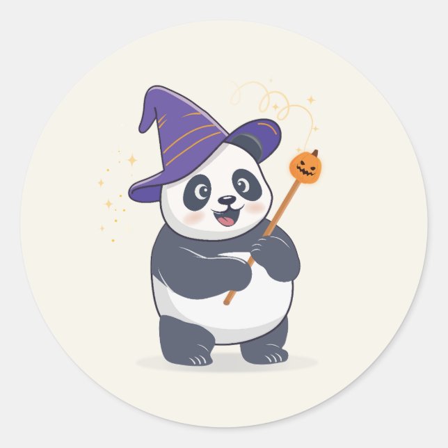 Whimsical Panda Wizard with Magic Hat Classic Round Sticker (Front)