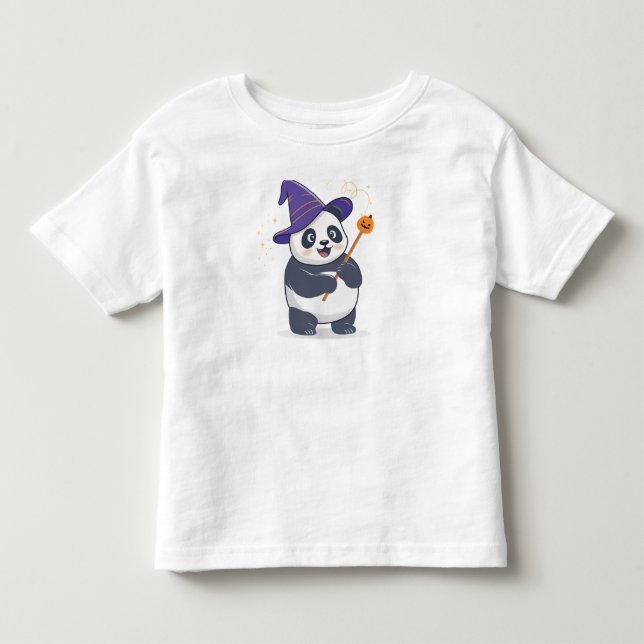Whimsical Panda Wizard with Magic Hat Toddler T-Shirt (Front)