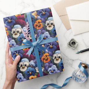 Whimsical Pansy pattern colourful Wrapping Paper