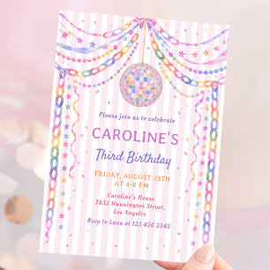 Whimsical Paper Chains Disco Garland Birthday Invitation