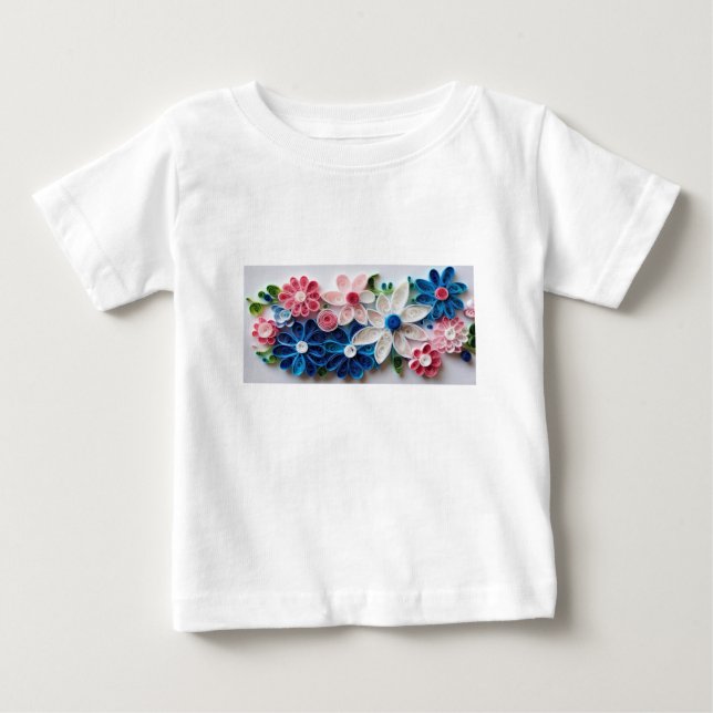"Whimsical Paper Quilling Flowers" Baby T-Shirt (Front)