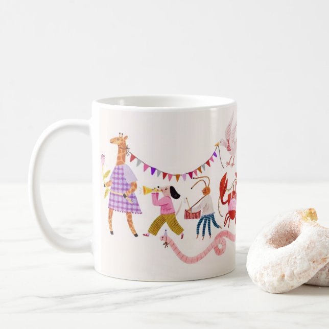  Whimsical Parade of Joy – The KindOnes Style Coffee Mug (With Donut)